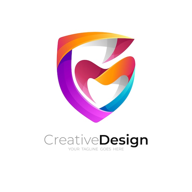 Imagen vectorial del logotipo del escudo Combinación de logotipos C y M