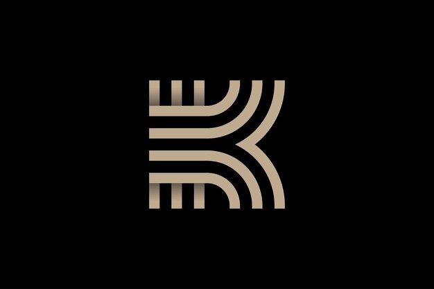Imagen vectorial del logotipo K Line con color de lujo y fondo oscuro