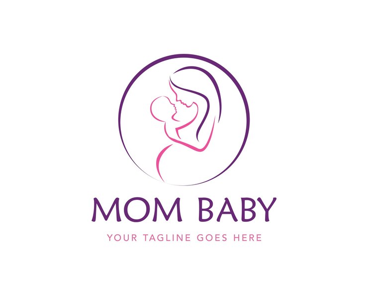 Imagen vectorial del logotipo de mamá y bebé