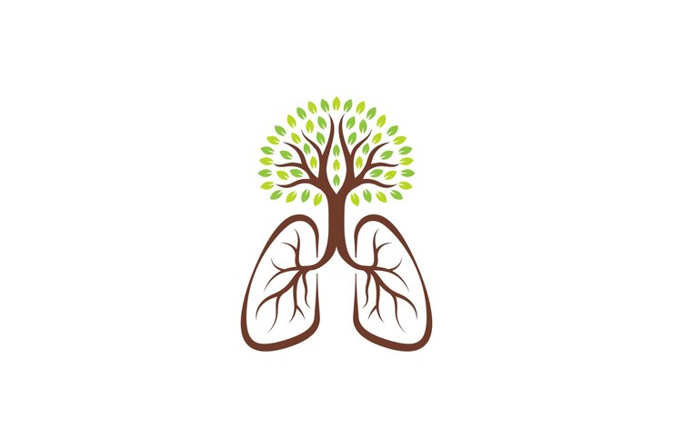 Imagen vectorial del logotipo de los pulmones sanos y el árbol
