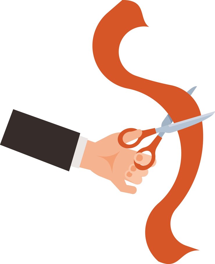 Vector imagen vectorial de una mano cortando una cinta en una ceremonia aislada sobre fondo transparente