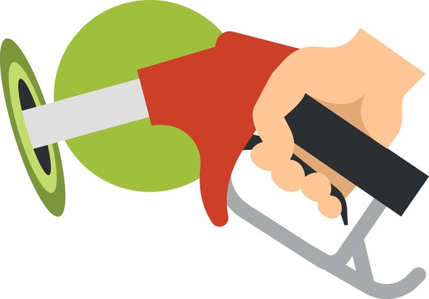 Imagen vectorial de una mano llenando un vehículo con combustible aislado sobre fondo transparente