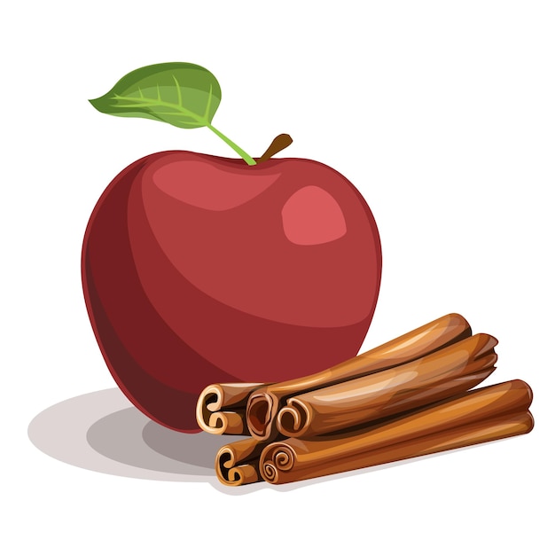Vector imagen vectorial de una manzana con canela