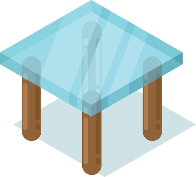 Vector imagen vectorial de una mesa de cristal con cuatro patas de madera aislado sobre fondo transparente