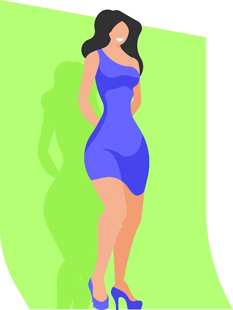 Imagen vectorial de un modelo de moda femenina aislado sobre fondo blanco.