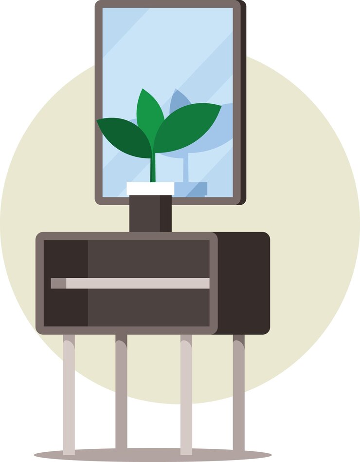 Vector imagen vectorial de muebles para el hogar y un espejo en la pared aislado sobre fondo transparente