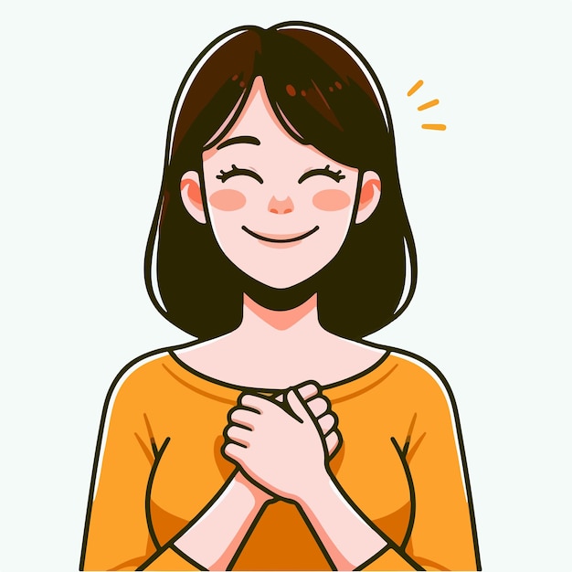 imagen vectorial de una mujer con expresión alegre