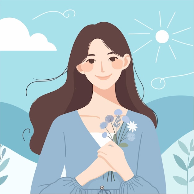 imagen vectorial de una mujer con expresión alegre