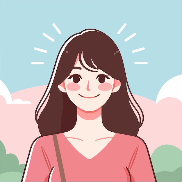 imagen vectorial de una mujer con expresión alegre