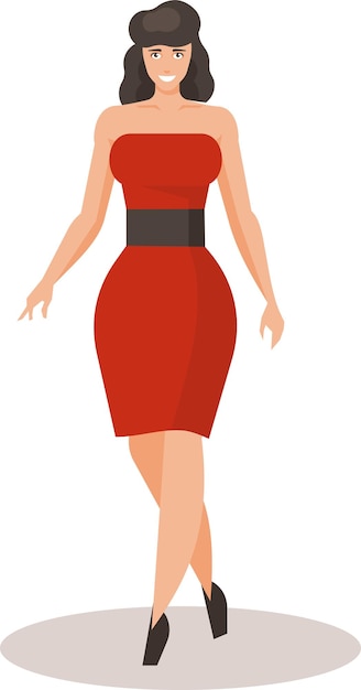 Vector imagen vectorial de una mujer en vestido rojo aislado sobre fondo blanco.