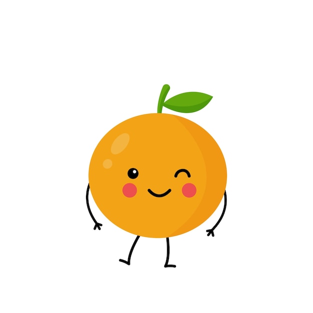 Imagen vectorial de naranja lindo aislado sobre fondo blanco