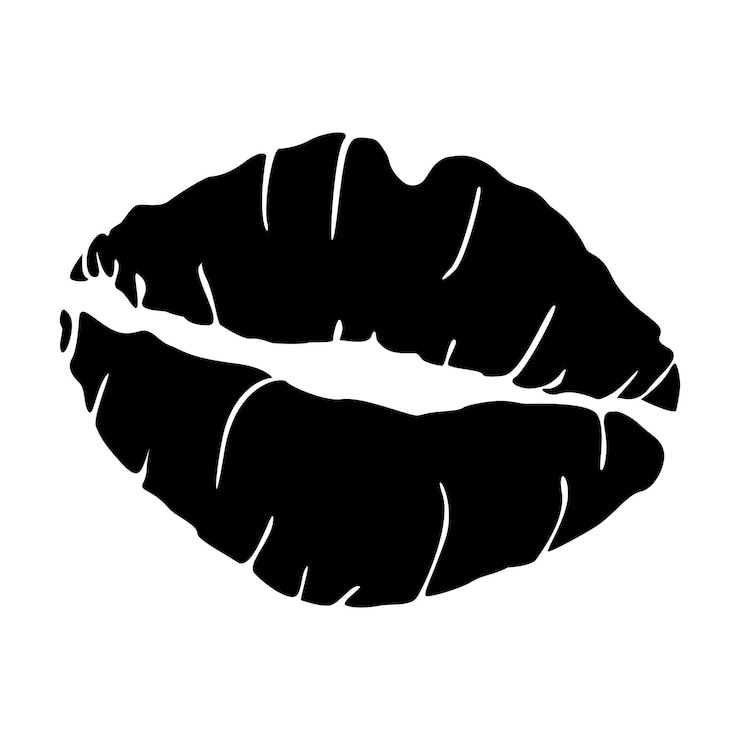 Vector imagen vectorial negra de impresión de labios