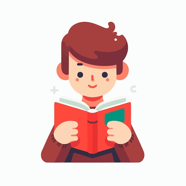 imagen vectorial de un niño leyendo un libro