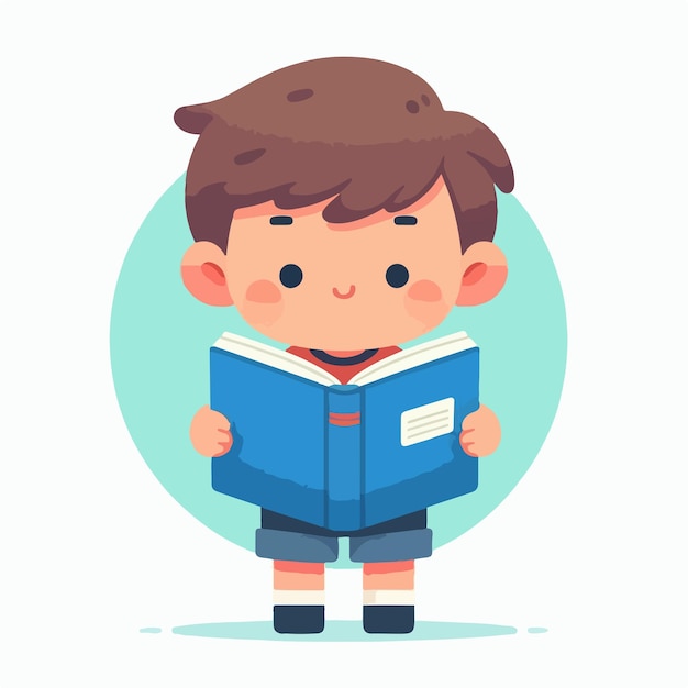 imagen vectorial de un niño leyendo un libro