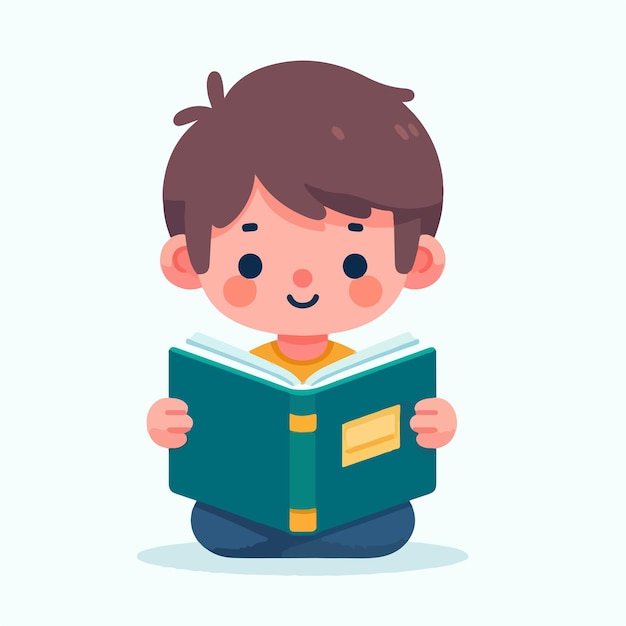 imagen vectorial de un niño leyendo un libro