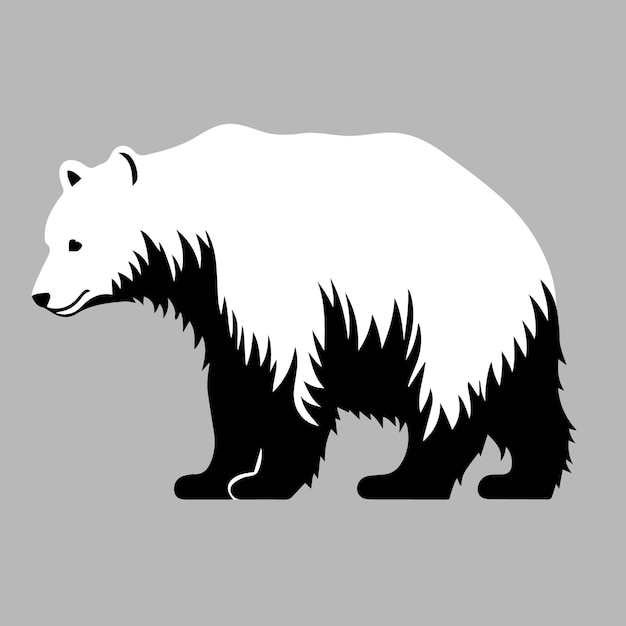 Vector imagen vectorial de un oso polar en un fondo gris estilo plano