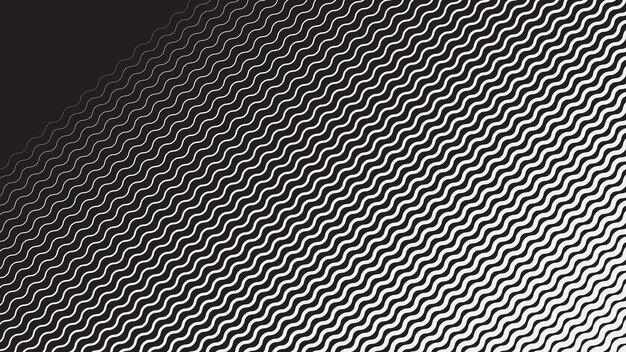 Imagen vectorial de patrón sin costuras ondulado en blanco y negro