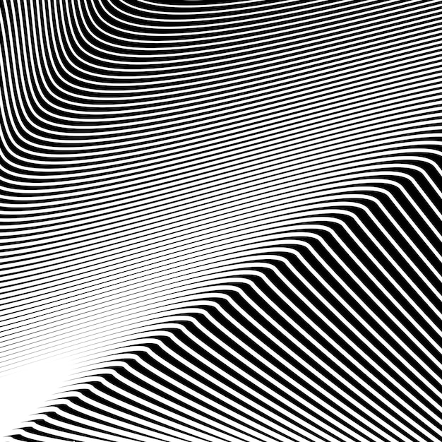Imagen vectorial de patrón de línea curva de rayas blancas y negras