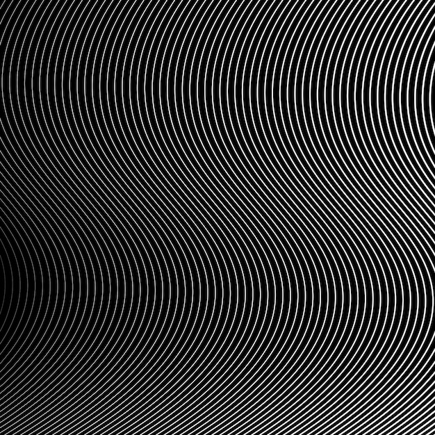 Imagen vectorial de patrón de línea curva de rayas blancas y negras