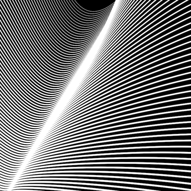 Imagen vectorial de patrón de línea curva de rayas blancas y negras