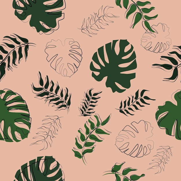 Imagen vectorial Patrón de monstruo Patrón tropical Patrón de vector transparente