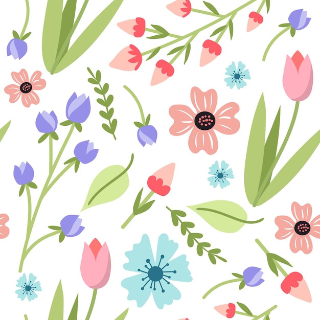 imagen vectorial de patrones sin fisuras de flores y hojas elegantes colores pastel