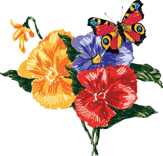 Imagen vectorial de pensamientos y mariposas todos los objetos aislados