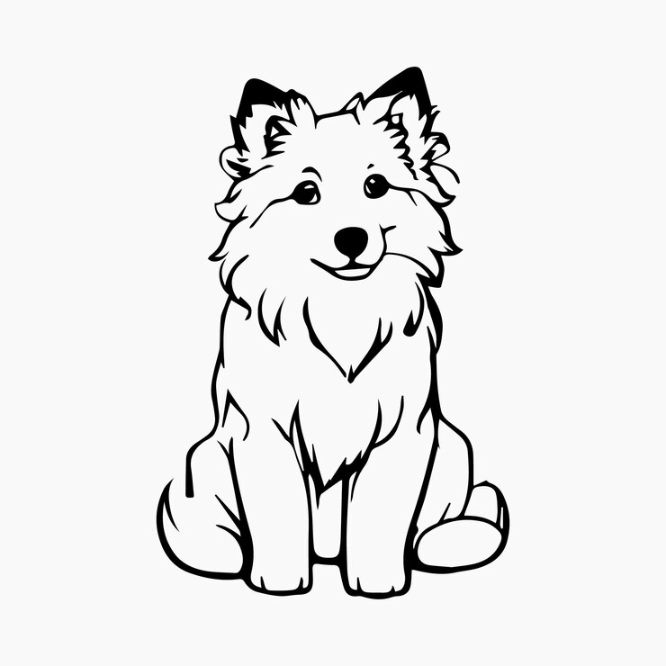 Imagen vectorial de perro Silueta negra aislada sobre un fondo blanco Ilustración linda