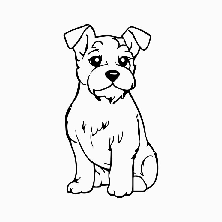 Imagen vectorial de perro Silueta negra aislada sobre un fondo blanco Ilustración linda