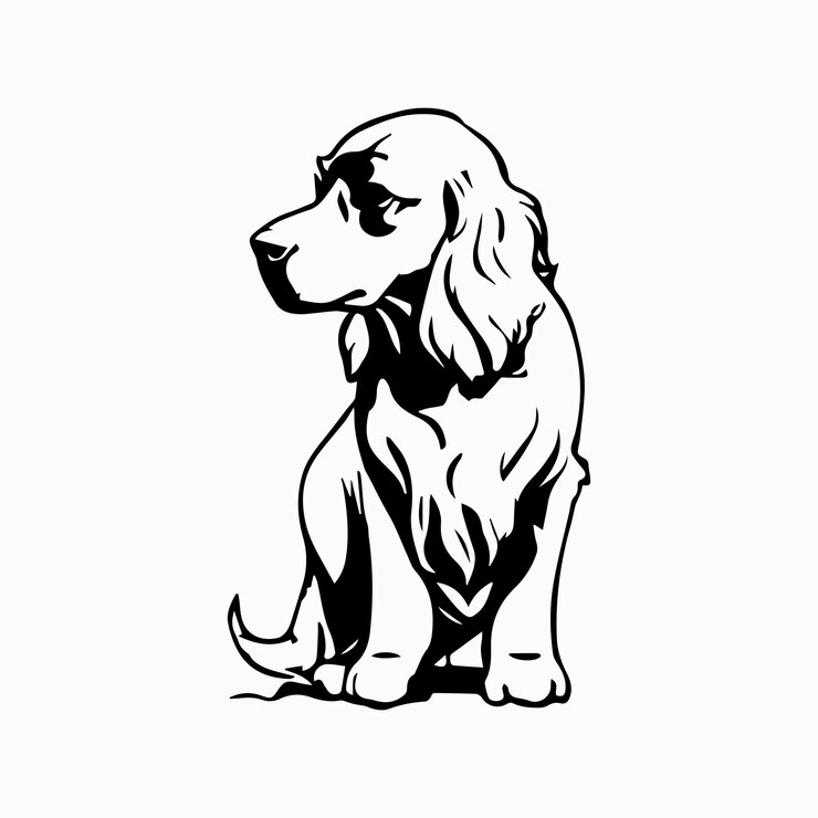 Imagen vectorial de perro Silueta negra aislada sobre un fondo blanco Ilustración linda