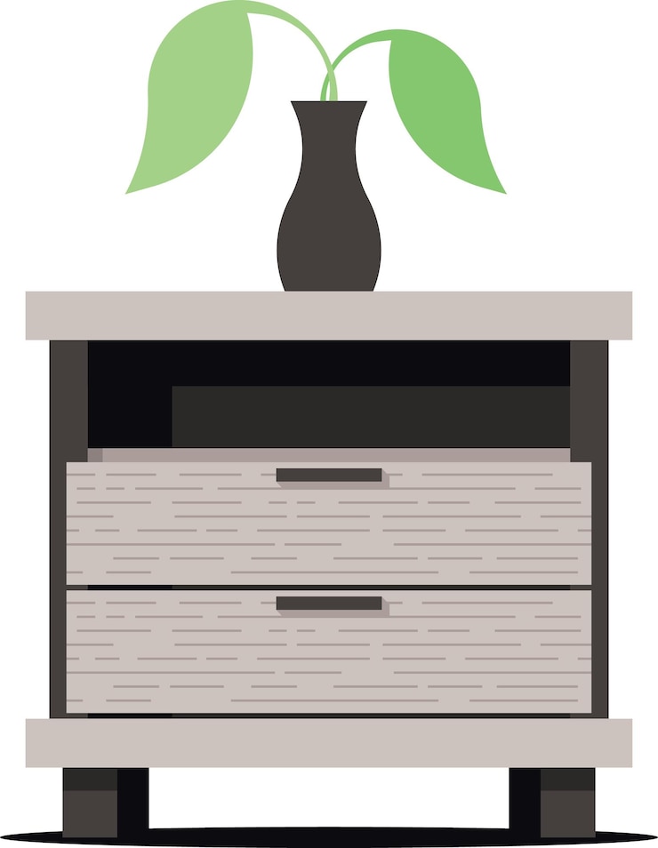 Vector imagen vectorial de una planta en una maceta en la mesita de noche aislada sobre fondo transparente