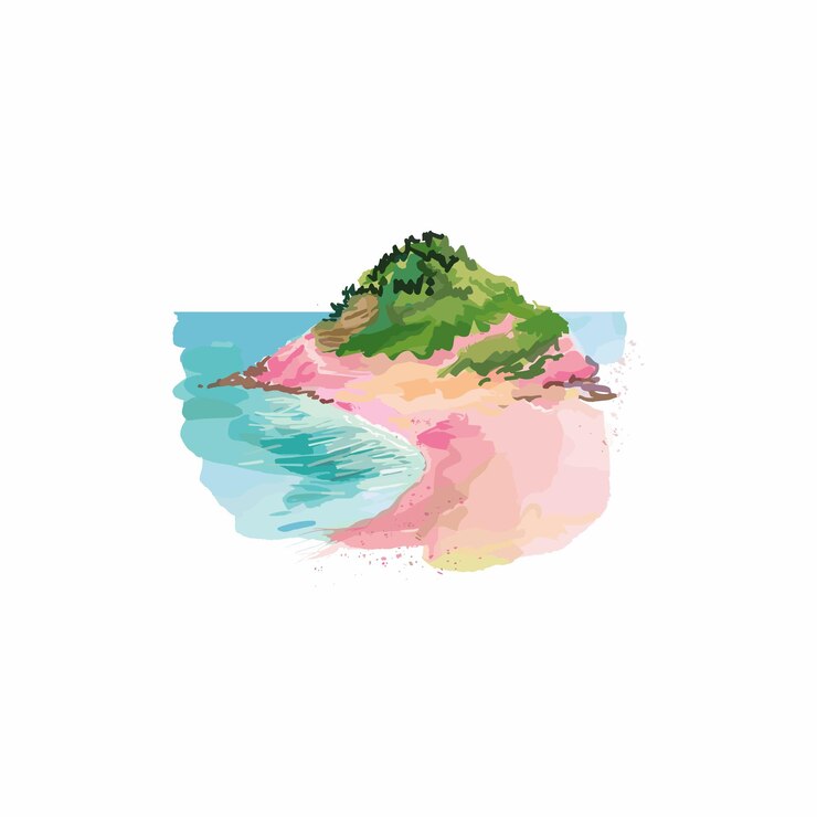 Vector imagen vectorial de la playa rosada hecha con aircolorai generado