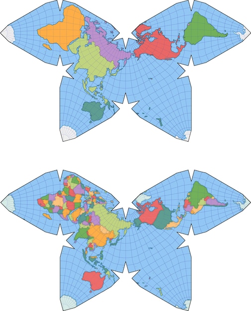 Imagen vectorial de proyección de mariposa de hombre de agua de mapa mundial