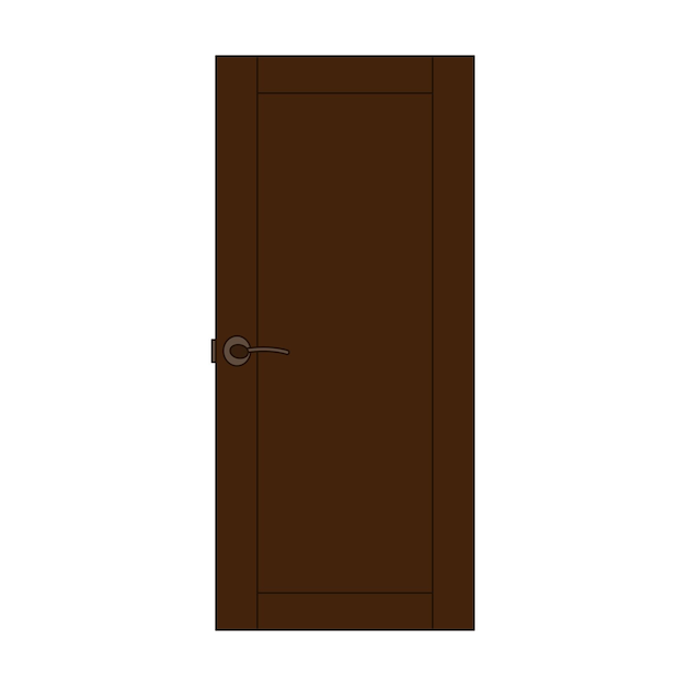 Imagen vectorial de una puerta interior de madera marrón con un mango