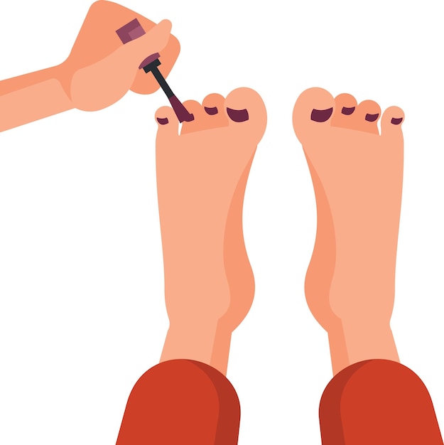 Imagen vectorial de pulido de uñas en los pies aislado sobre fondo transparente