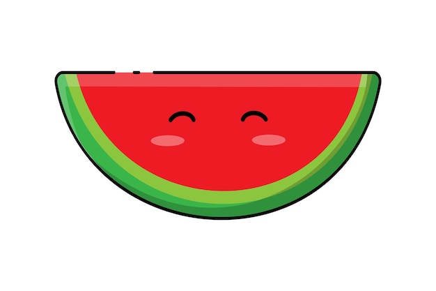 Imagen vectorial de una rodaja de sandía en un estilo infantil dibujado a mano Insignia de ilustración de vector de color para diseño de producto impresión textil tarjetas de visita tatuajes de logotipo