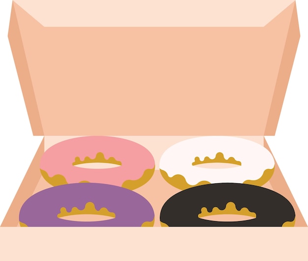 Imagen vectorial de rosquillas en una caja de comida para llevar