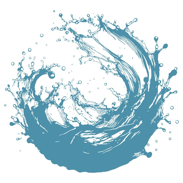 Imagen vectorial de salpicaduras de agua sobre un fondo blanco