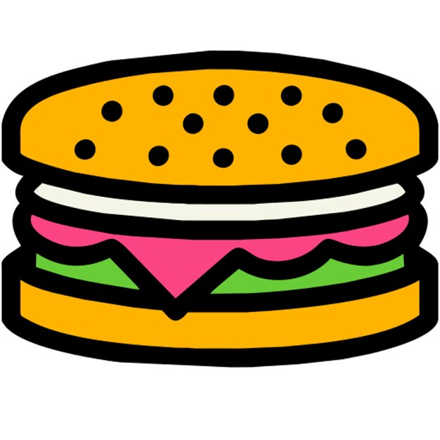 imagen vectorial de sándwich de jamón y queso icono centrado en un fondo blanco realista
