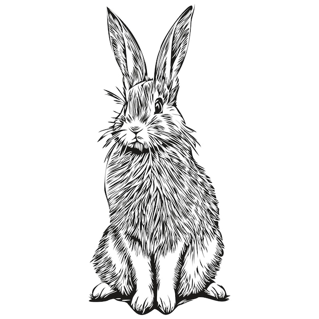 Imagen vectorial de la silueta de un conejo sobre una liebre de fondo blanco