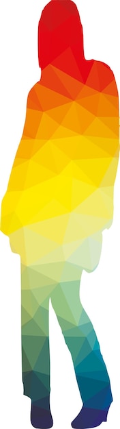 Imagen vectorial de la silueta de la mujer en colores brillantes aislado sobre fondo blanco.