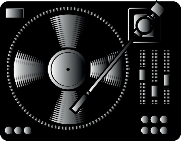 Imagen vectorial de un sistema de audio utilizado por disc jockeys aislado sobre fondo transparente