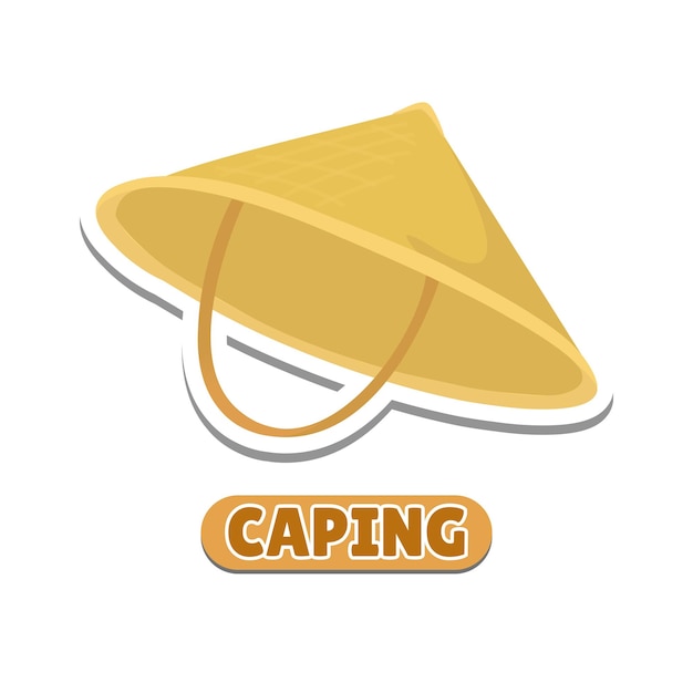 imagen vectorial de sombrero cónico de Caping o sombrero tradicional de bambú para agricultores asiáticos