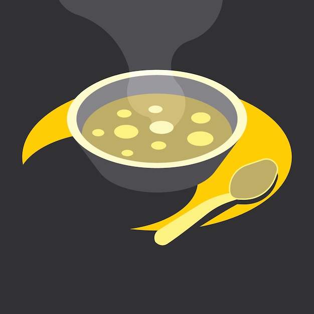 Imagen vectorial de sopa caliente en un plato Ilustración de alimentos