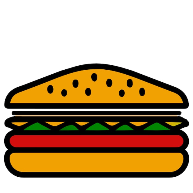 Imagen vectorial de subway sandwich con fondo blanco realista y icono centrado
