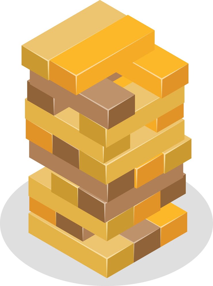 Vector imagen vectorial de una torre hecha de bloques de madera aislada sobre fondo transparente