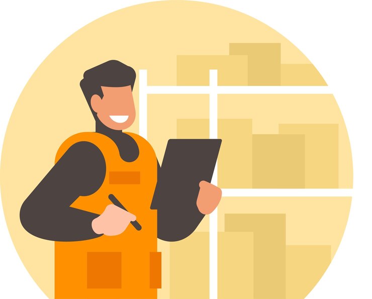 Vector imagen vectorial de un trabajador de almacén, aislado sobre fondo blanco.