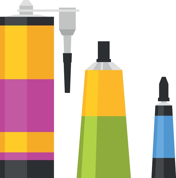 Imagen vectorial de tubos de pegamento de colores aislados sobre fondo transparente