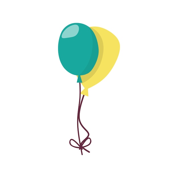 Imagen vectorial única de globos en amarillo y azul en estilo de dibujo a mano
