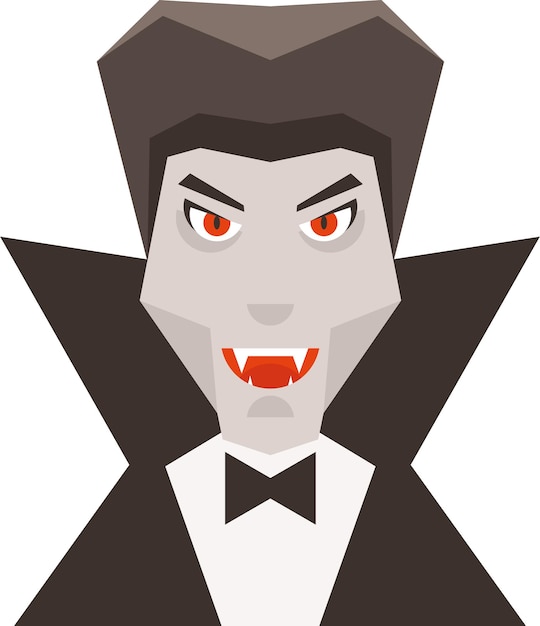 Imagen vectorial de un vampiro con cara de miedo aislado sobre fondo blanco